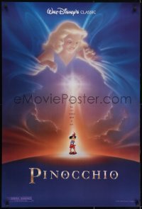 3w668 PINOCCHIO advance DS 1sh R1992 images from Disney classic fantasy cartoon!
