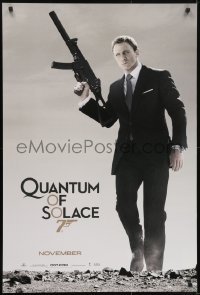3w697 QUANTUM OF SOLACE teaser 1sh 2008 Daniel Craig as Bond with H&K submachine gun!
