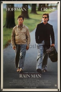 3w699 RAIN MAN advance 1sh 1988 Tom Cruise & autistic Dustin Hoffman, directed by Barry Levinson!