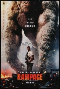 3w702 RAMPAGE teaser DS 1sh 2018 Dwayne Johnson with ape, big meets bigger, based on the video game!