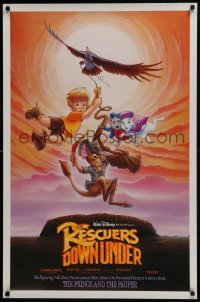 3w713 RESCUERS DOWN UNDER/PRINCE & THE PAUPER DS 1sh 1990 The Rescuers style, great image!