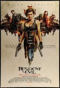 3w715 RESIDENT EVIL: THE FINAL CHAPTER advance DS 1sh 2016 image of sexy Milla Jovavich & cast!