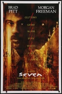 3w773 SEVEN DS 1sh 1995 David Fincher, Morgan Freeman, Brad Pitt, deadly sins!