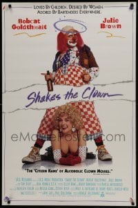 3w778 SHAKES THE CLOWN 1sh 1992 completely wacky image of Bob Goldthwait ad sexy Julie Brown!