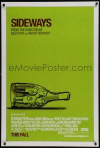 3w788 SIDEWAYS advance DS 1sh 2004 Alexander Payne classic, cool art of men in bottle!