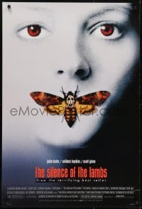 3w790 SILENCE OF THE LAMBS style D DS 1sh 1990 creepy image of Jodie Foster with moth over mouth!