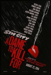 3w792 SIN CITY A DAME TO KILL FOR teaser DS 1sh 2014 Frank Miller & Rodriguez, art of smoking lips!