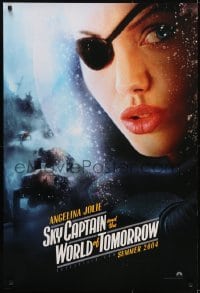 3w797 SKY CAPTAIN & THE WORLD OF TOMORROW teaser DS 1sh 2004 close-up of Angelina Jolie w/eyepatch!