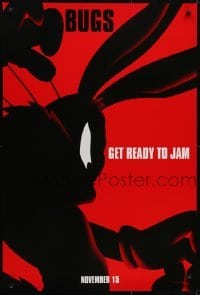 3w814 SPACE JAM teaser DS 1sh 1996 basketball, cool silhouette artwork of Bugs Bunny!