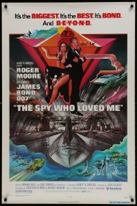 3w826 SPY WHO LOVED ME 1sh 1977 great art of Roger Moore as James Bond by Bob Peak!