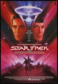 3w829 STAR TREK V 1sh 1989 The Final Frontier, art of William Shatner & Leonard Nimoy by Bob Peak!