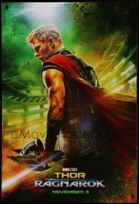 3w889 THOR RAGNAROK teaser DS 1sh 2017 great image of Chris Hemsworth in the title role w/helmet!