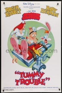 3w913 TUMMY TROUBLE DS 1sh 1989 Roger Rabbit & sexy Jessica with doctor Baby Herman, rated style!