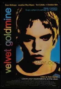 3w939 VELVET GOLDMINE 1sh 1998 close-up of glam rocker Jonathan Rhys Meyers!