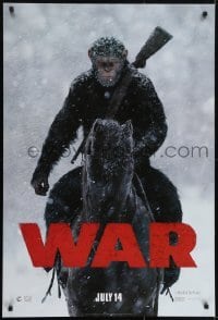 3w951 WAR FOR THE PLANET OF THE APES style A teaser DS 1sh 2017 great image of Caesar on horseback!