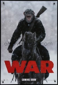 3w950 WAR FOR THE PLANET OF THE APES style A int'l teaser DS 1sh 2017 image of Caesar on horseback!