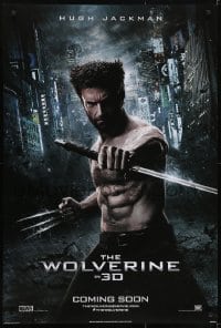 3w978 WOLVERINE style D int'l teaser DS 1sh 2013 barechested Hugh Jackman w/ claws out & sword!