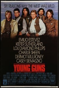 3w994 YOUNG GUNS 1sh 1988 Emilio Estevez, Charlie Sheen, Kiefer Sutherland, Lou Diamond Phillips