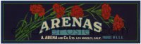 3x126 ARENAS 4x13 crate label 1940s A. Arena and Co. Ltd. of Los Angeles, California!