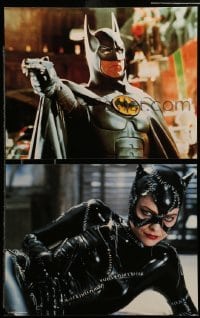 3x047 BATMAN RETURNS set of 2 11x14 color litho prints 1992 Michael Keaton & Michelle Pfeiffer!