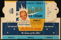 3x031 BING CROSBY 6x9 ice cream box 1953 Valley Farm, the Cream of the Stars, vanilla!