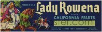 3x152 LADY ROWENA BRAND EMPERORS GRAPES 4x13 crate label 1940s California fruits from Ivanhoe!