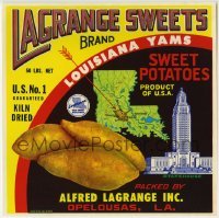 3x153 LAGRANGE SWEETS 10x10 crate label 1950s No. 1 kiln dried Louisana Yams from Opelousas!