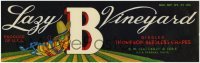 3x154 LAZY B VINEYARD black 4x13 crate label 1950s R.W. Blackburn & Sons of Thermal California!