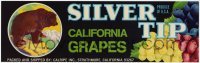 3x177 SILVER TIP 4x13 crate label 1960s California grapes from Strathmore, grizzly bear art!