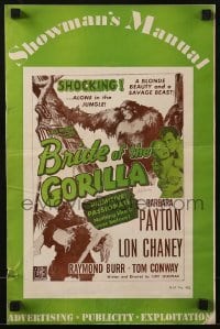3x575 BRIDE OF THE GORILLA pressbook 1951 sexy Barbara Payton & huge ape, primitive passions!
