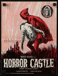 3x697 HORROR CASTLE pressbook 1964 Where the Blood Flows, cool art of cloaked figure carrying girl!