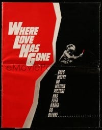 3x978 WHERE LOVE HAS GONE die-cut pressbook 1964 Susan Hayward, Bette Davis, trashy Harold Robbins!