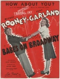 3x207 BABES ON BROADWAY sheet music 1941 Mickey Rooney, Judy Garland, How About You!