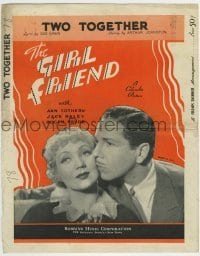 3x229 GIRL FRIEND sheet music 1935 pretty Ann Sothern, Roger Pryor, Two Together!