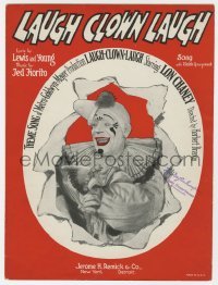 3x242 LAUGH CLOWN LAUGH sheet music 1928 great image of Lon Chaney in clown makeup, the title song!