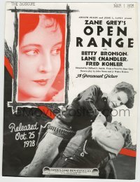 3x112 OPEN RANGE English trade ad 1928 Betty Bronson, Lane Chandler, from the Zane Grey novel!