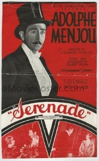 3x114 SERENADE English trade ad 1928 composer Adolphe Menjou wearing tuxedo & top hat!