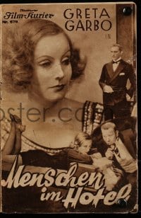 3x403 GRAND HOTEL Austrian program 1934 Greta Garbo, John & Lionel Barrymore, Crawford, different!