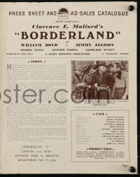 3x504 BORDERLAND English pressbook 1937 William Boyd as Hopalong Cassidy, James Ellison!