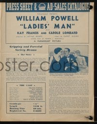 3x515 LADIES' MAN English pressbook 1931 William Powell, Kay Francis & Carole Landis, different!