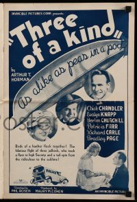 3x531 3 OF A KIND pressbook 1936 Chick Chandler, Evalyn Knapp, Berton Churchill!