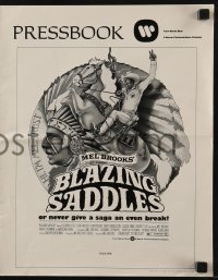 3x567 BLAZING SADDLES pressbook 1974 classic Mel Brooks western, art of Cleavon Little!