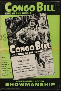 3x602 CONGO BILL pressbook R1957 Don McGuire as King of the Jungle, sexy Cleo Moore, serial!