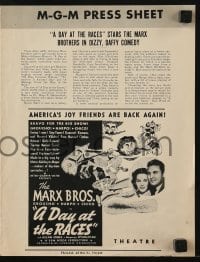 3x611 DAY AT THE RACES pressbook R1950s Marx Brothers, Groucho, Chico & Harpo, comedy classic!