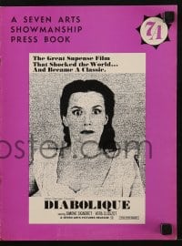 3x617 DIABOLIQUE pressbook R1966 Vera Clouzot in Henri-Georges Clouzot's Les Diaboliques!