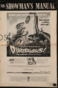 3x620 DINOSAURUS pressbook 1960 great art of battling prehistoric T-rex & brontosaurus monsters!
