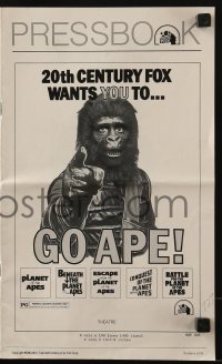 3x670 GO APE pressbook 1974 5-bill Planet of the Apes, great Uncle Sam parody image!