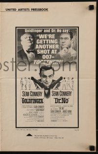 3x672 GOLDFINGER/DR. NO pressbook 1966 Sean Connery is the extraordinary gentleman spy James Bond!