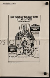 3x673 GOOD, THE BAD & THE UGLY/HANG 'EM HIGH pressbook 1969 Clint Eastwood, Lee Van Cleef, Sergio Leone, cool art!