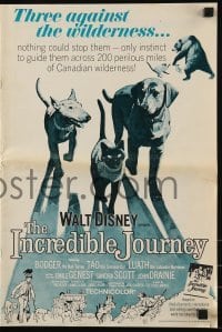 3x709 INCREDIBLE JOURNEY pressbook 1963 Disney, art of Bull Terrier, Siamese cat & Labrador Retriever!